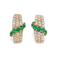 HAMMERMAN BROTHERS, EMERALD AND DIAMOND EARCLIPS
