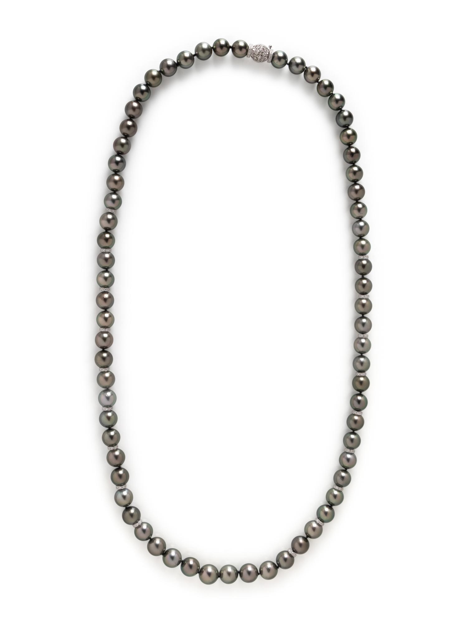 TAHITIAN CULTURED PEARL AND DIAMOND NECKLACE