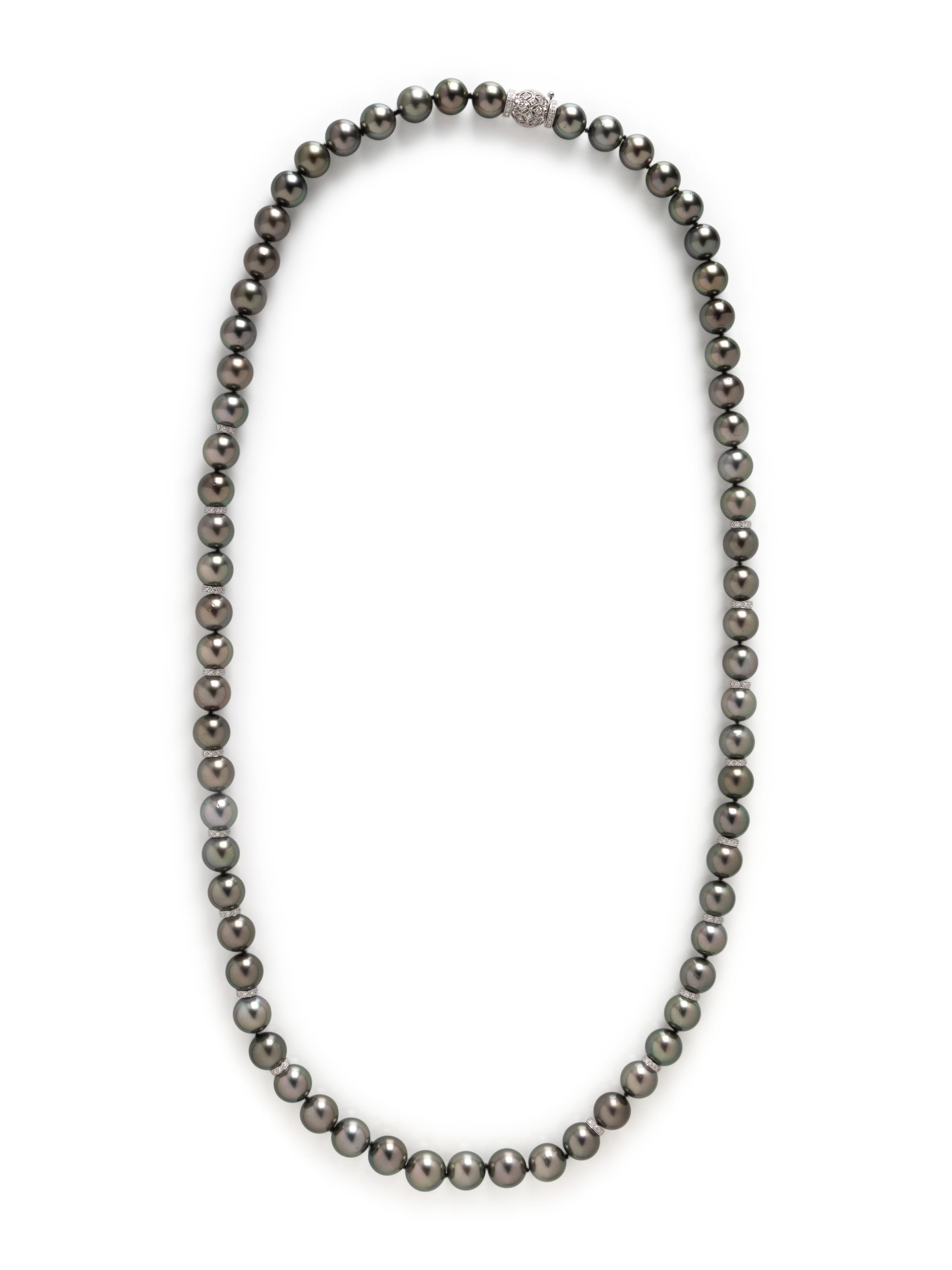 TAHITIAN CULTURED PEARL AND DIAMOND NECKLACE