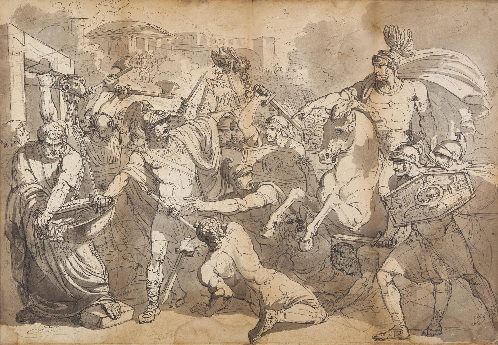 Marcus Furius Camillus liberating Rome from the Gauls & A Compositional study of the same subject , 1807 (a double-sided drawing)
