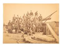 [CIVIL WAR]. Albumen photograph of Union Artillery officers with cannon.