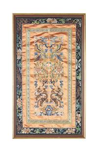 Three Chinese Embroidered Silk Panels, Late Qing/Republic Period 晚清/民國 挽袖鏡框三種