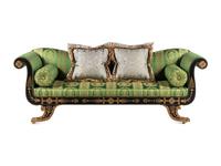 A Classical Style 'Baltimore' Black-Painted and Gilt Settee with Scalamandré Upholstery
