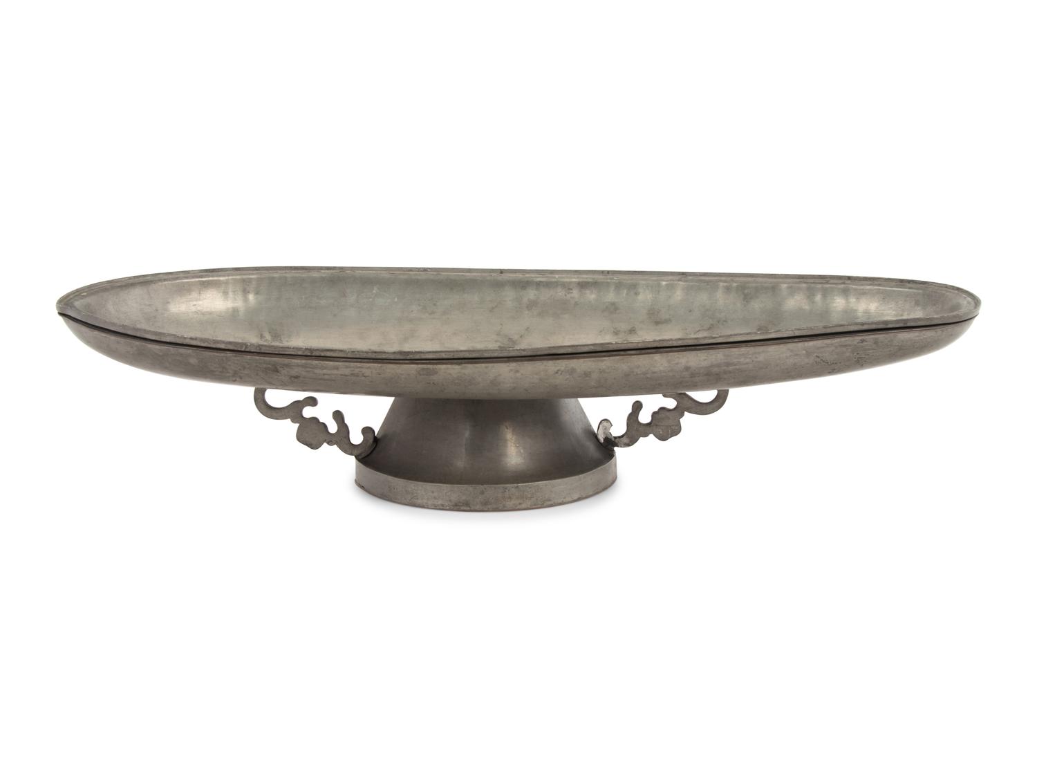 A Chinese Export Pewter Fish-Form Dish and Cover