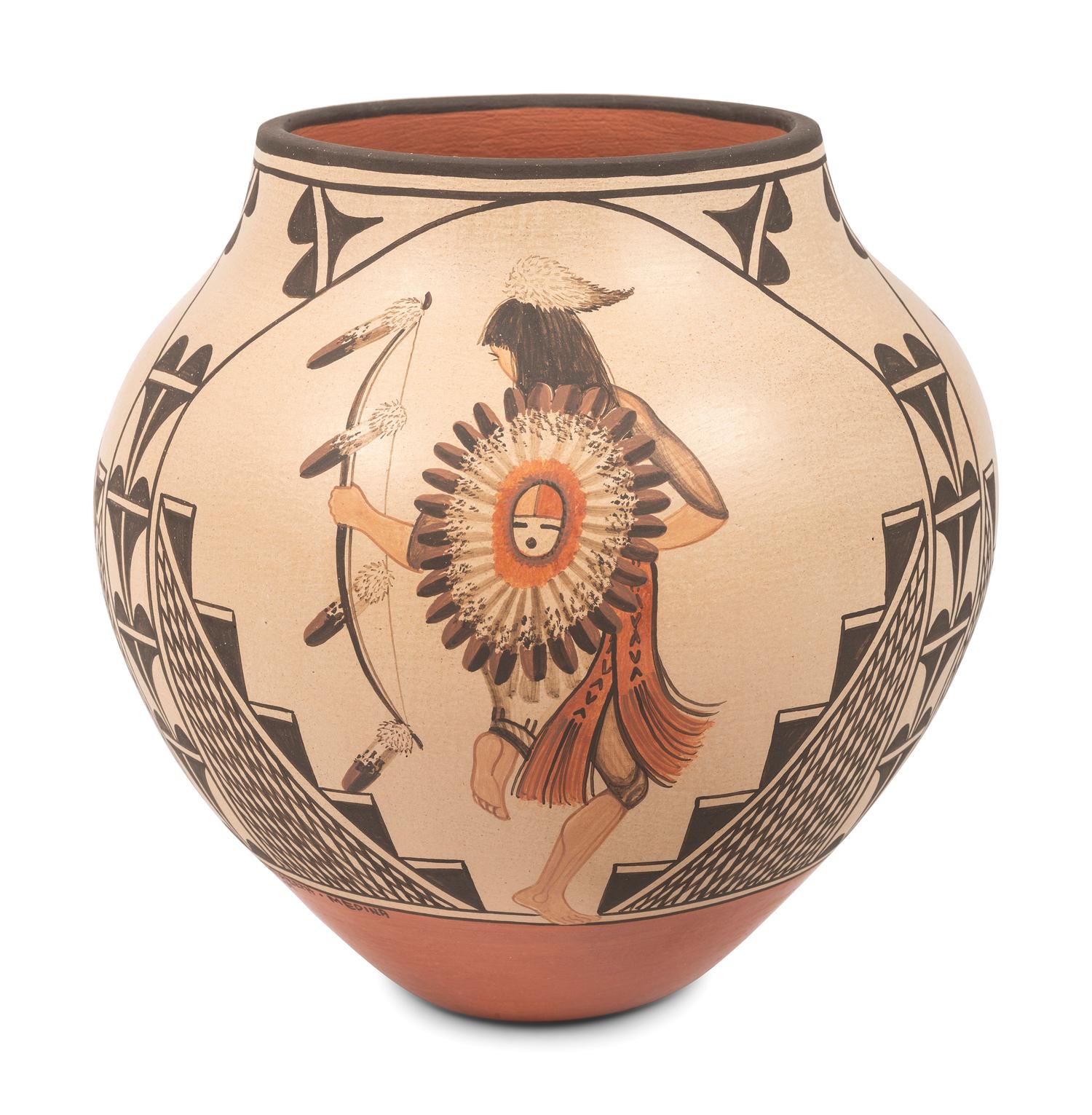 Polychrome Pottery Jar, with Dancers