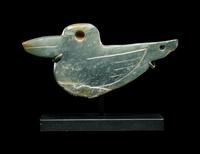 An Olmec Jade Duck Pendant