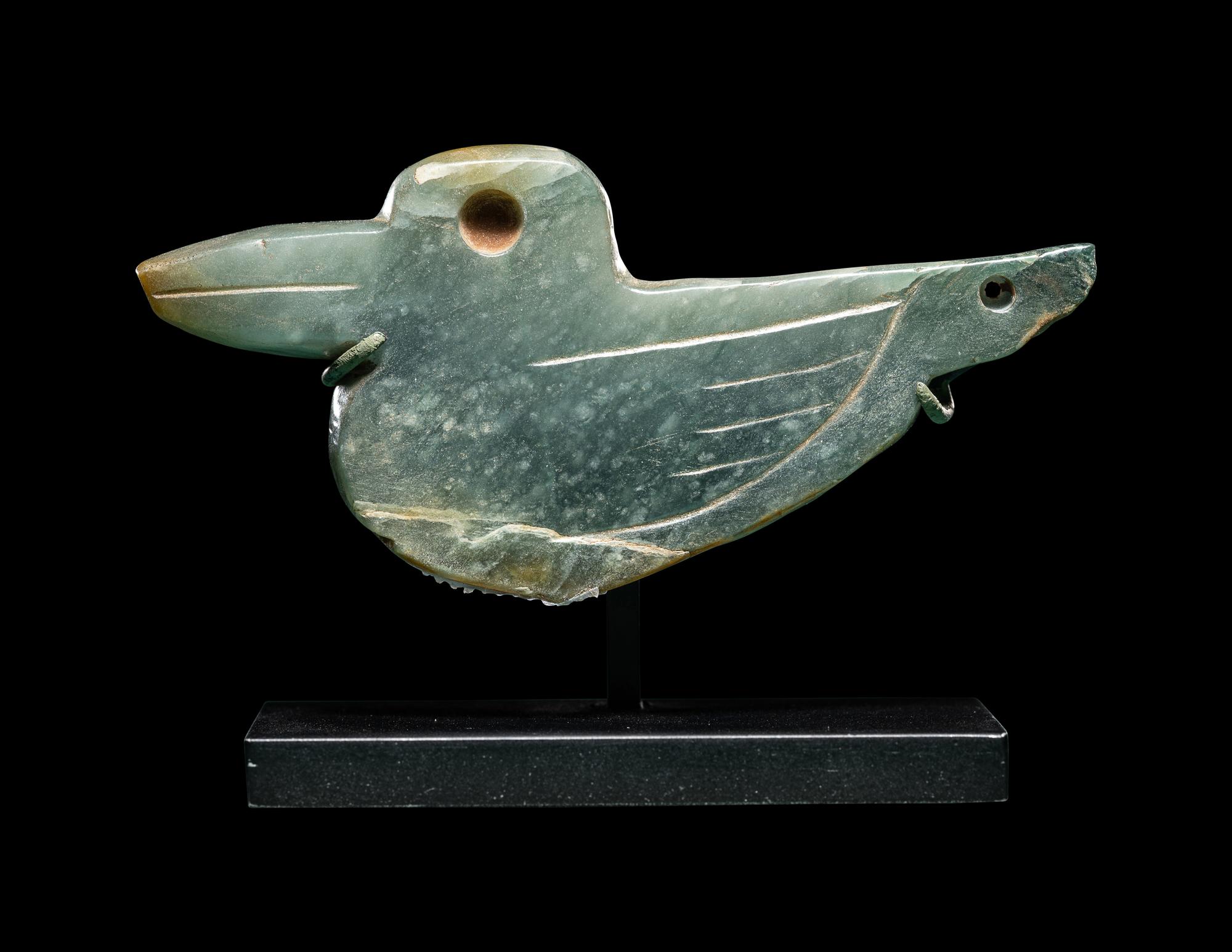 An Olmec Jade Duck Pendant
