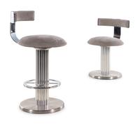 A Set of Four Polished Chrome Swivel Chairs and Two Swivel Bar Stools