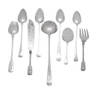 An Assembled Collection of Ten English and Scottish Silver Serving Articles