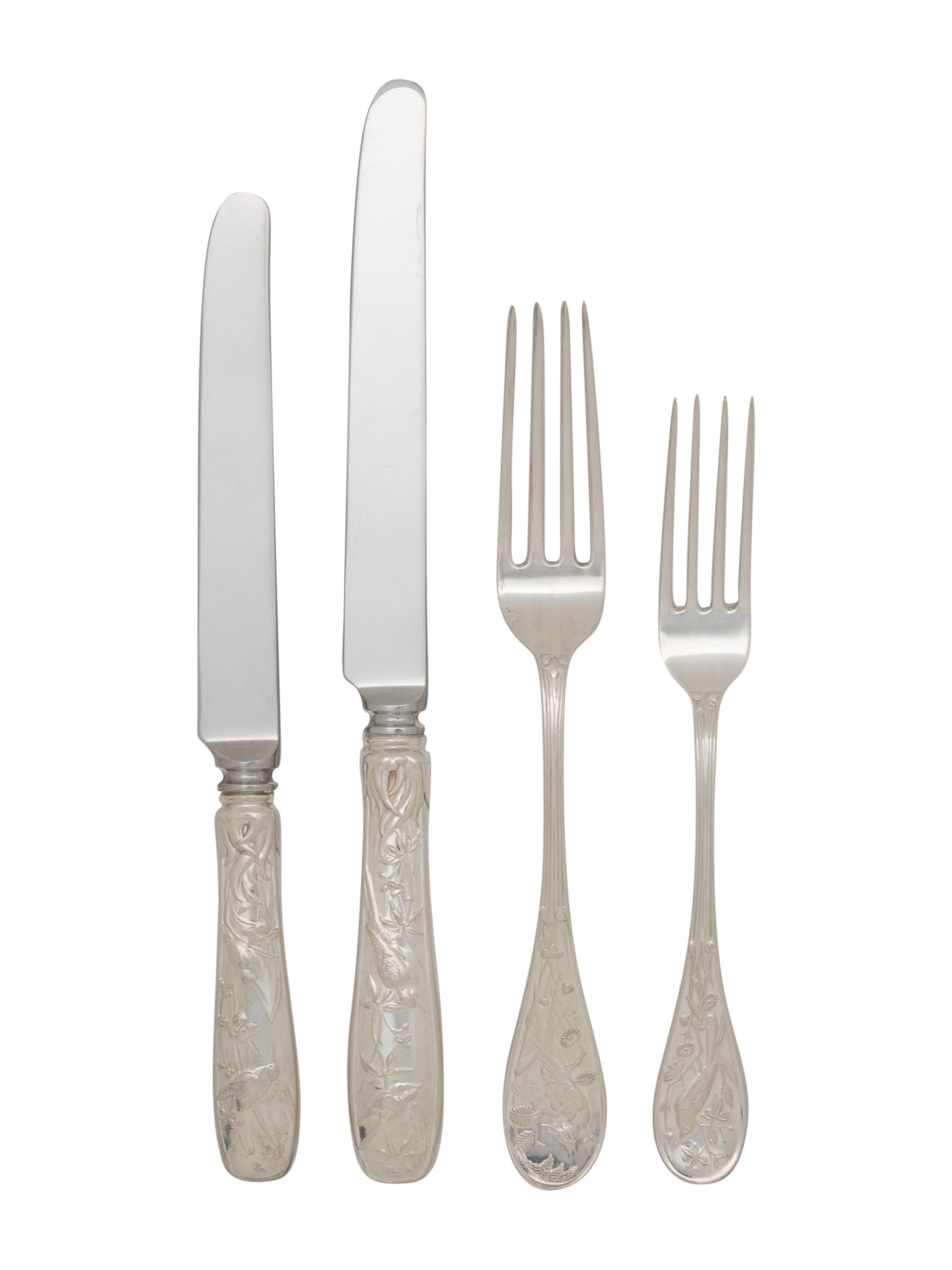 A Tiffany and Co. Audubon Silver Flatware Service