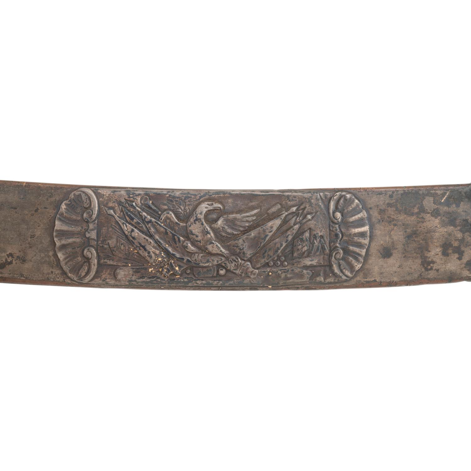 Philadelphia Style Silver Hilted Officer's Saber with Eagle Head Quillon S-Guard and Silver Washed Copper Scabbard