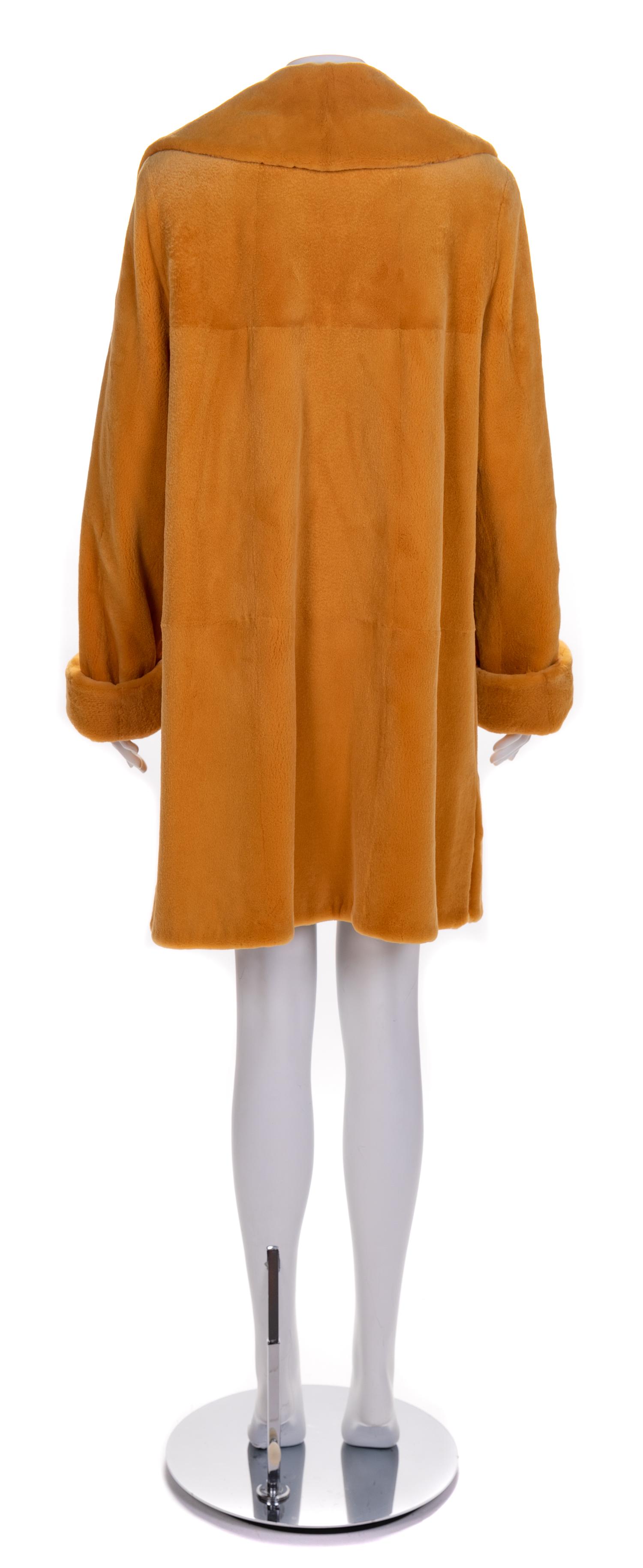 Bisang Couture Orange Shaved Mink Coat, 2000s No size label