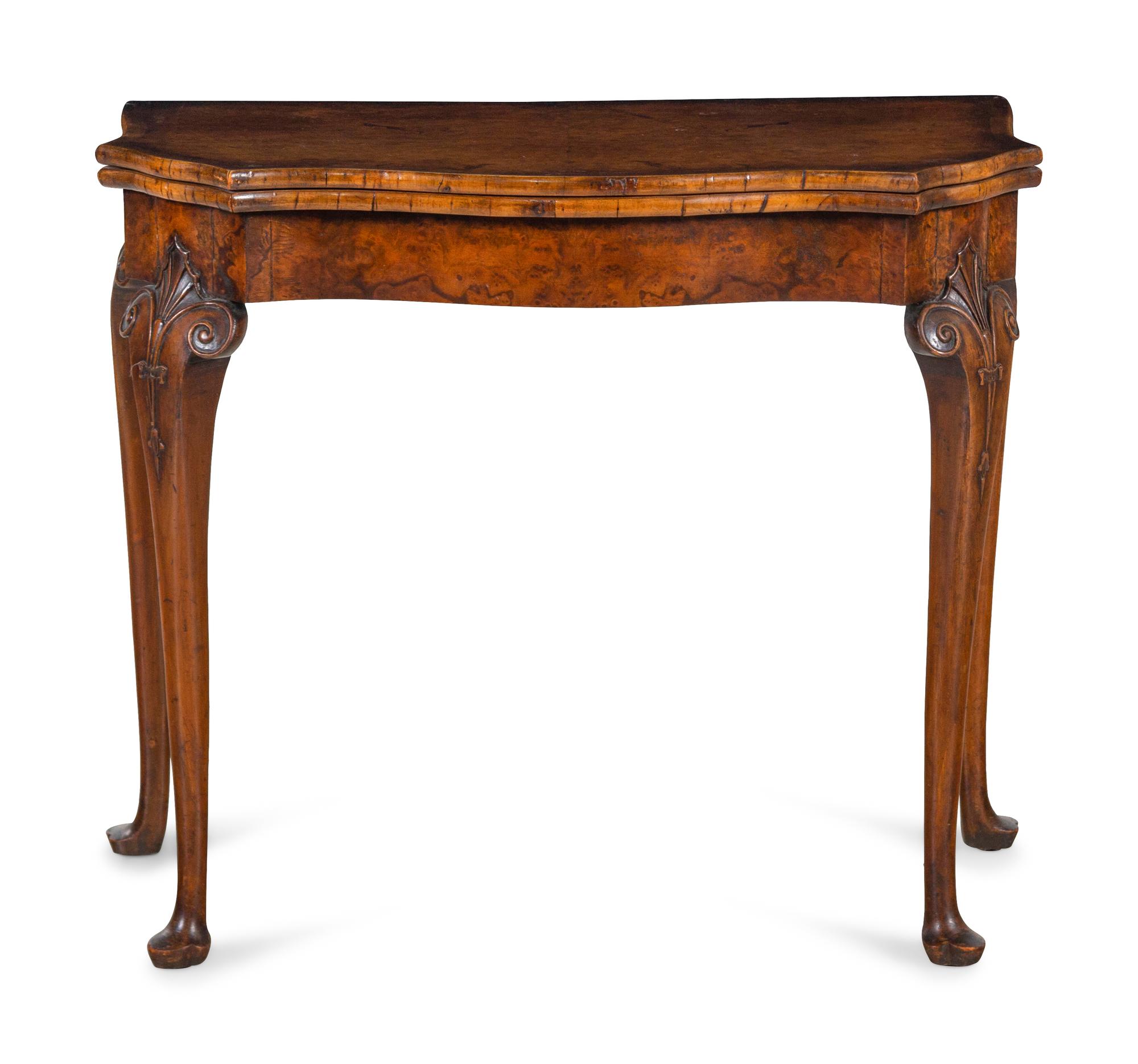 An Austrian Carved Burl Walnut Flip-Top Table