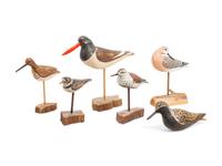 Six Carved and Painted Wood Models of Shorebirds