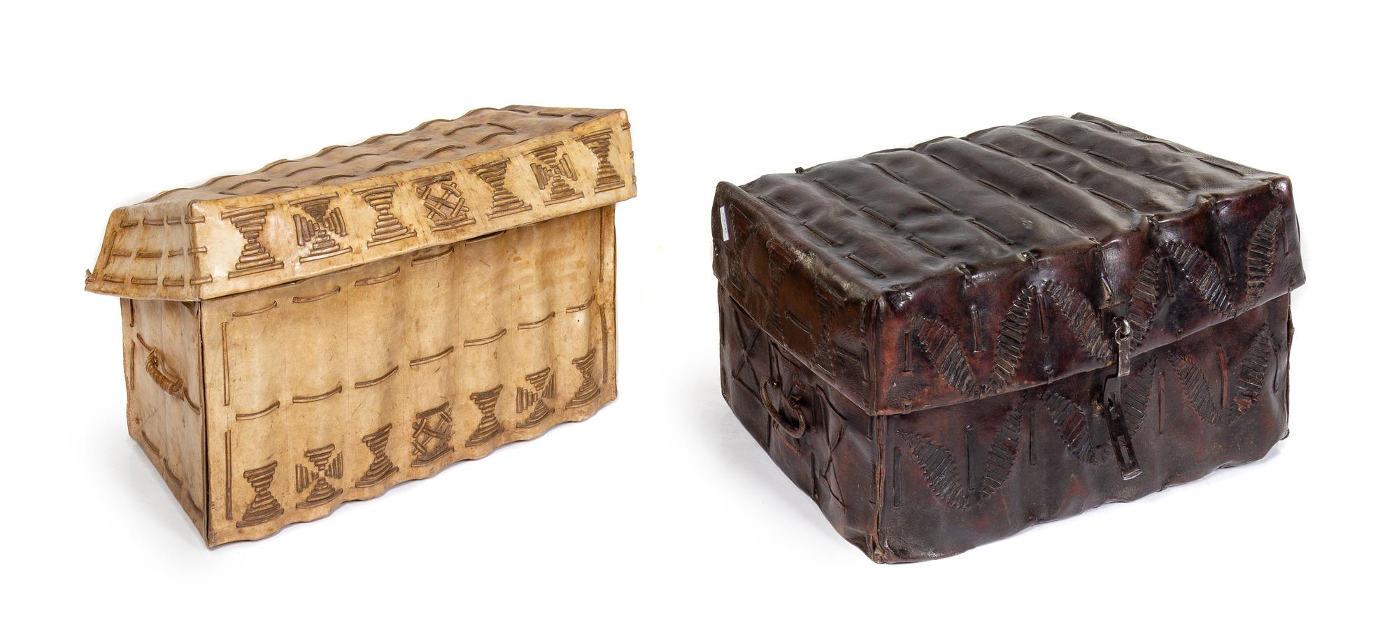 Two Leather-Veneered Chests — LATE 19TH/EARLY 20TH CENTURY