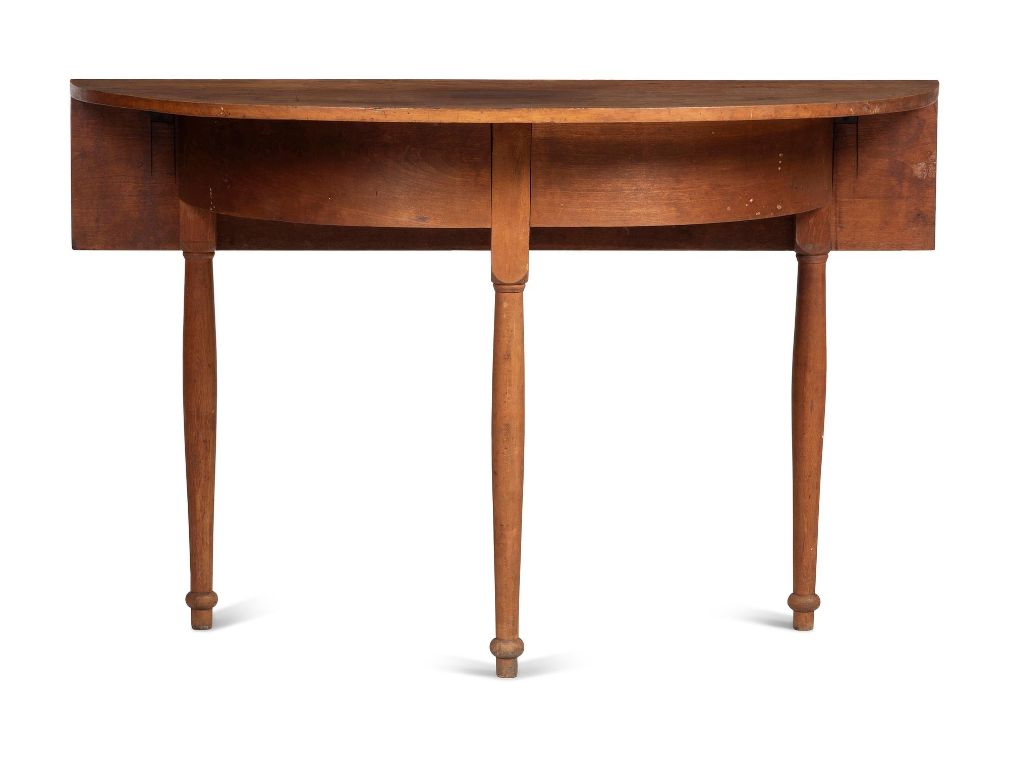 A Country Late Federal Cherrywood Demi-Lune Drop-Leaf Table
