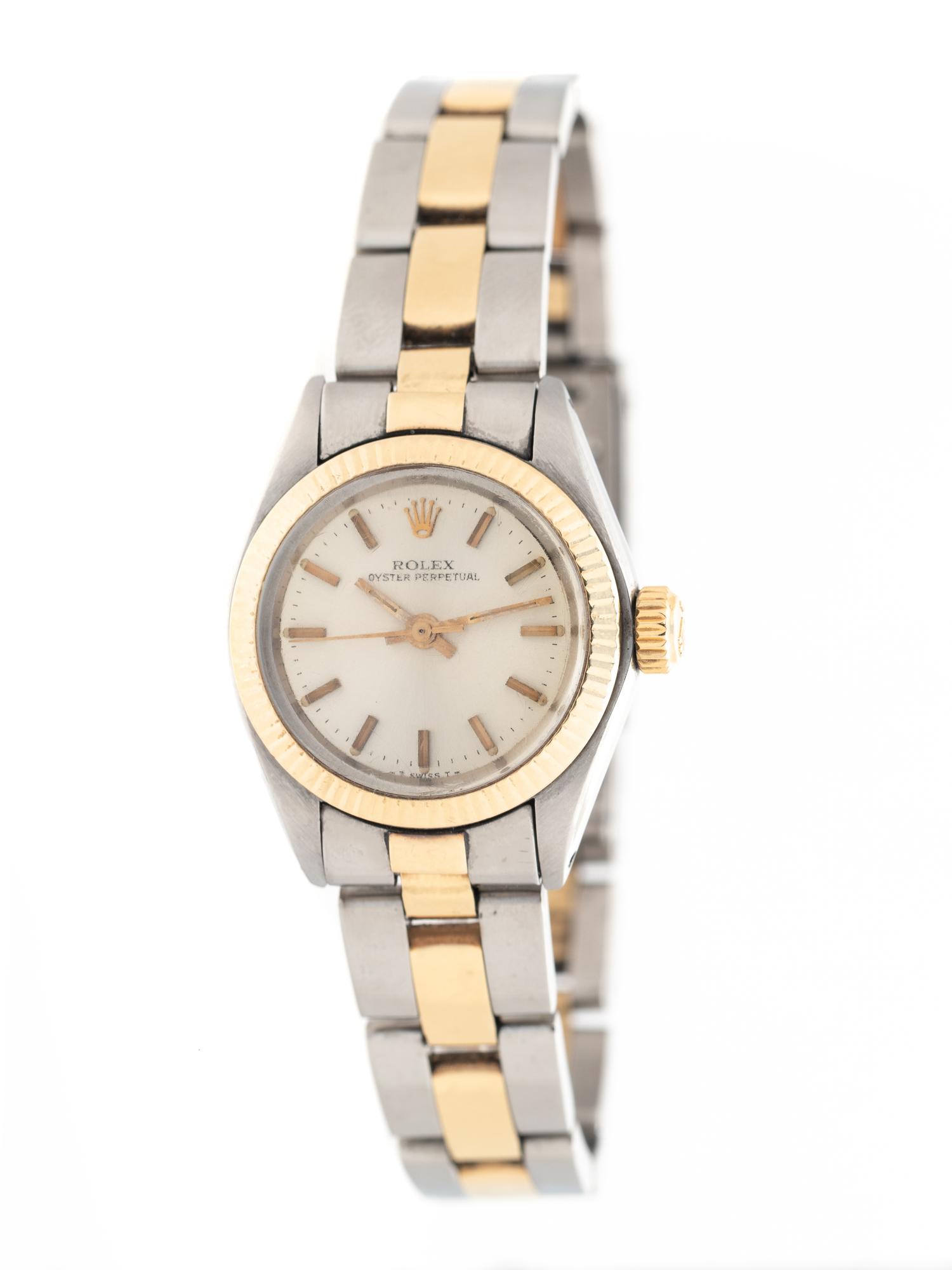 ROLEX, REF. 6719 STAINLESS STEEL AND 18K YELLOW GOLD 'OYSTER PERPETUAL' WATCH