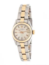 ROLEX, REF. 6719 STAINLESS STEEL AND 18K YELLOW GOLD 'OYSTER PERPETUAL' WATCH
