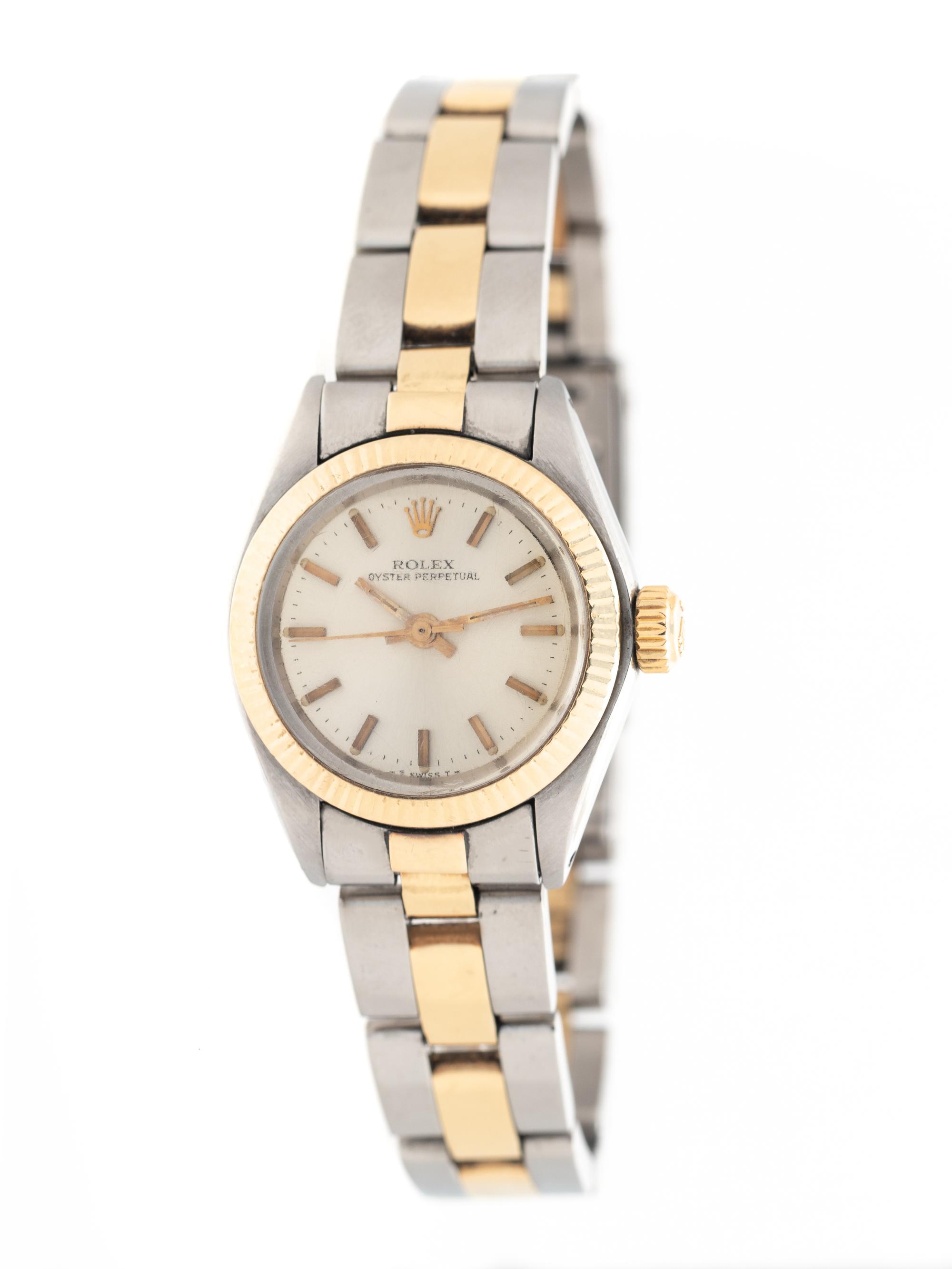 ROLEX, REF. 6719 STAINLESS STEEL AND 18K YELLOW GOLD 'OYSTER PERPETUAL' WATCH