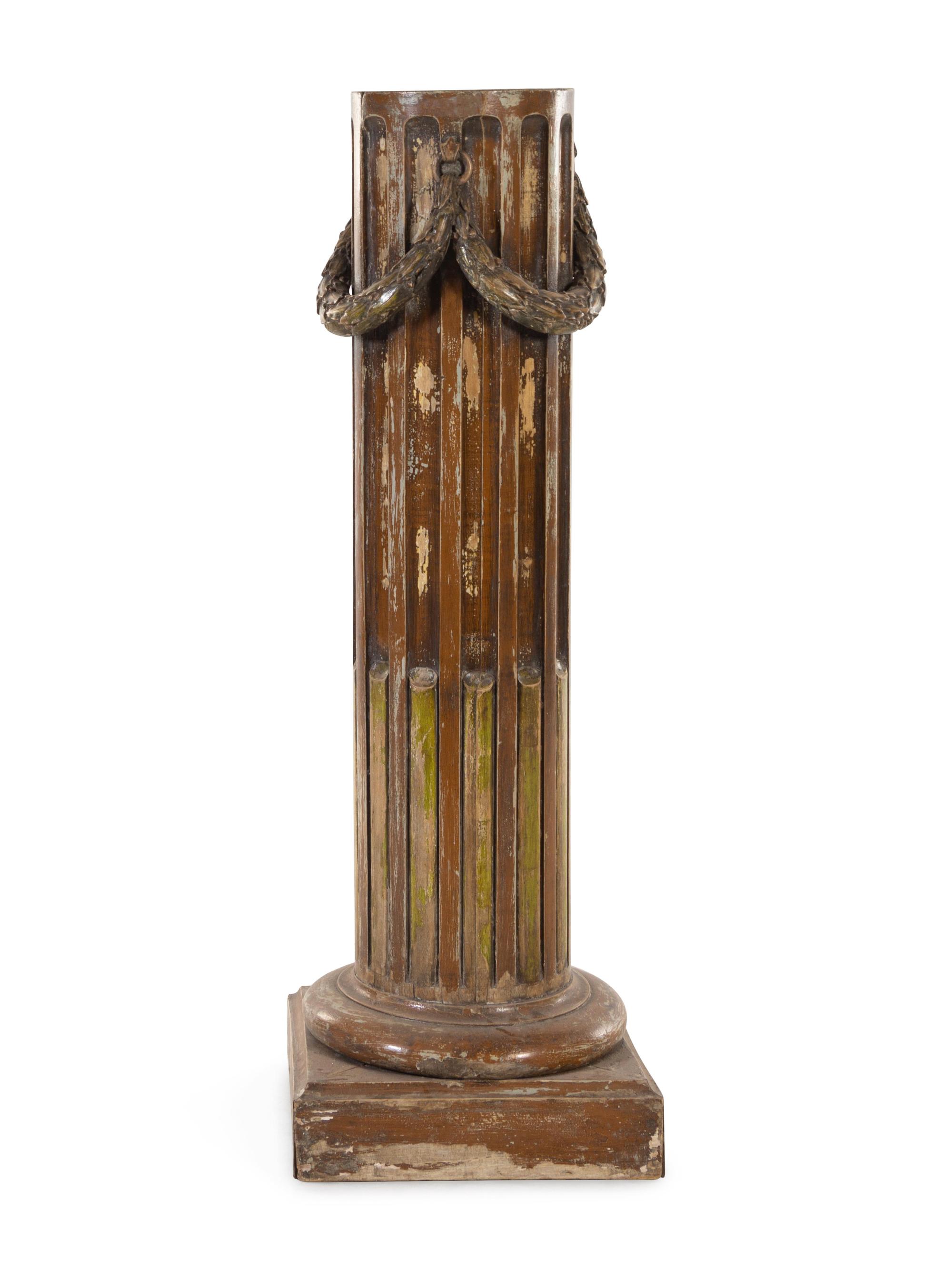 A Neoclassical Carved and Painted Column