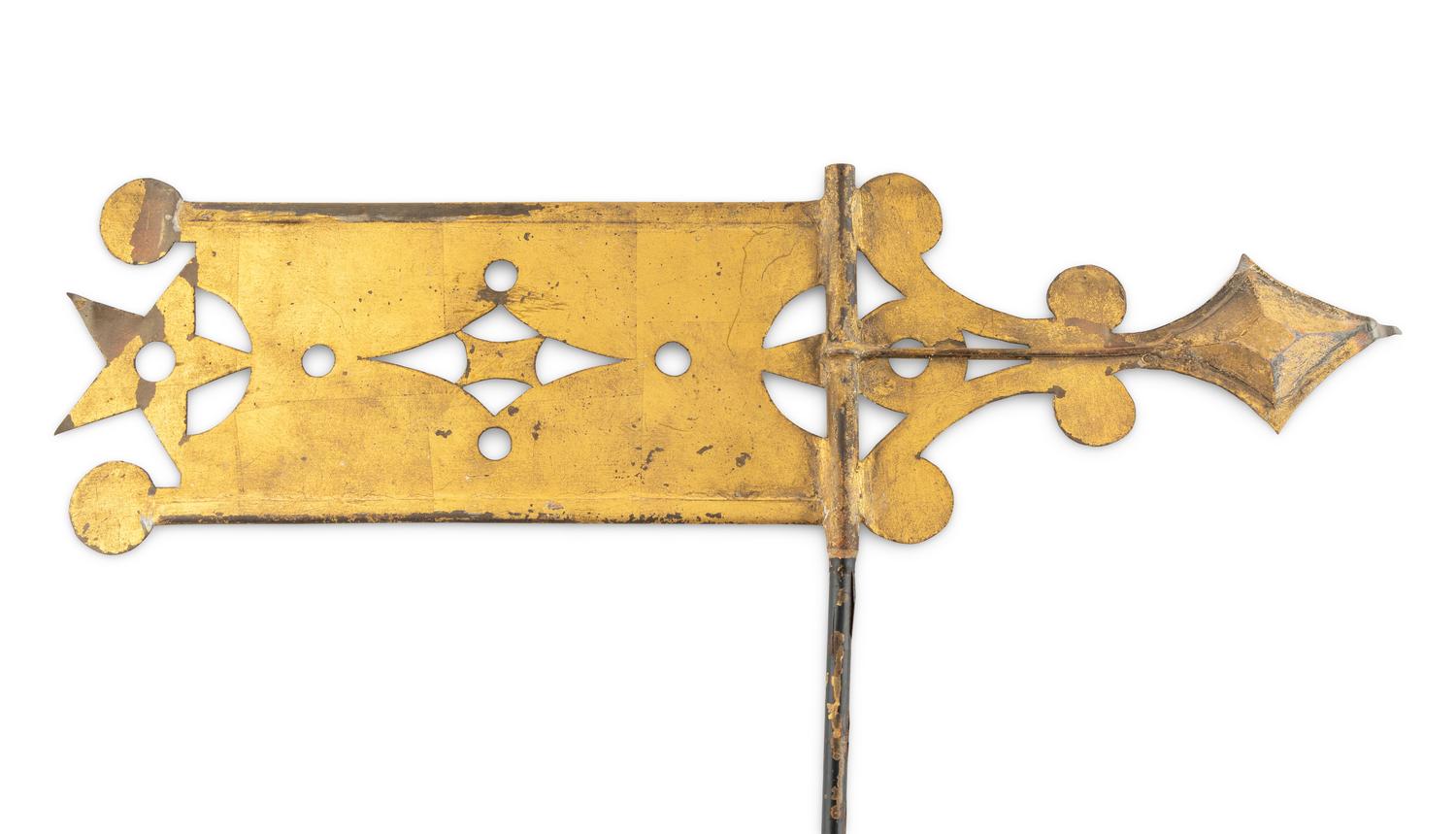 A Gilt and Cut Steel Directional Weathervane