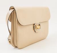 A Celine Cream Vintage Shoulder Bag, 11.5" x 8.25" x 1.5"; Strap drop: 19".