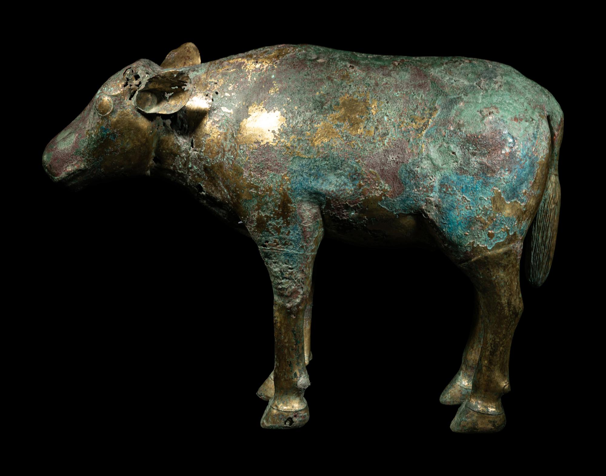 A Gilt Copper Figure of a Bovine