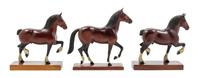 Three Carved and Painted Wood Horse Figures Height of tallest 7 3/4 inches. — ATTRIBUTED TO PETER GIBA, 20TH CENTURY