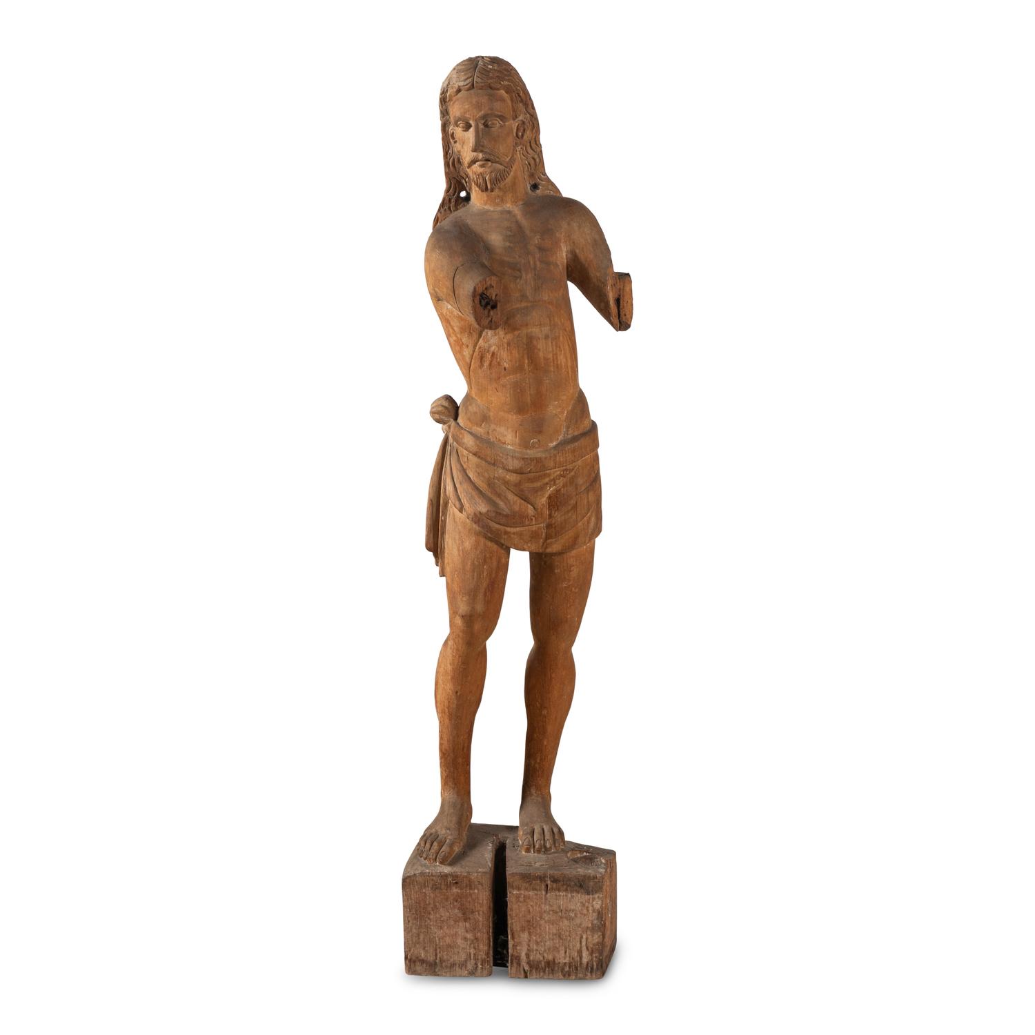 A Spanish Colonial Carved Walnut Figure of Christ