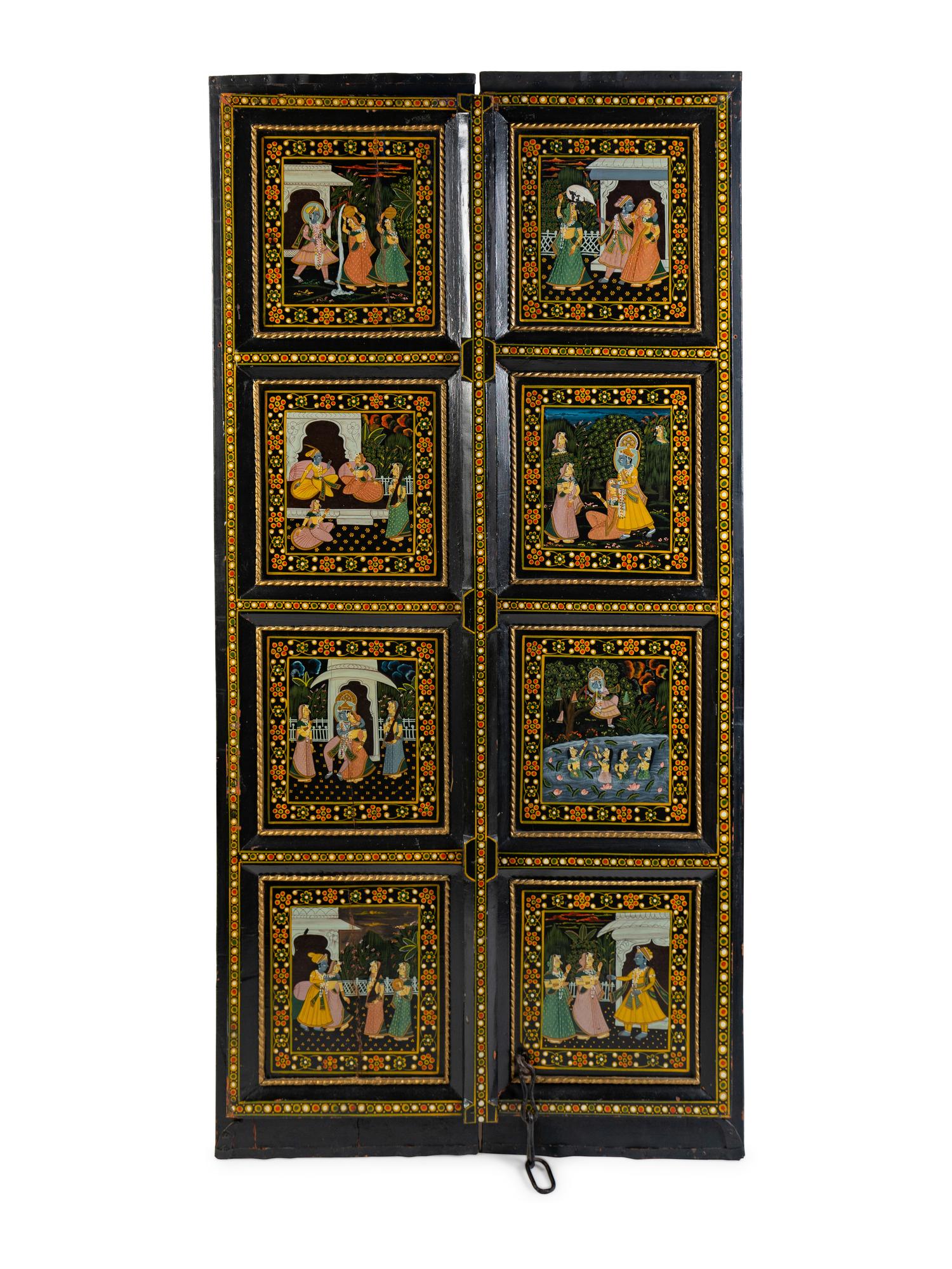 A Pair of Indian Painted Doors