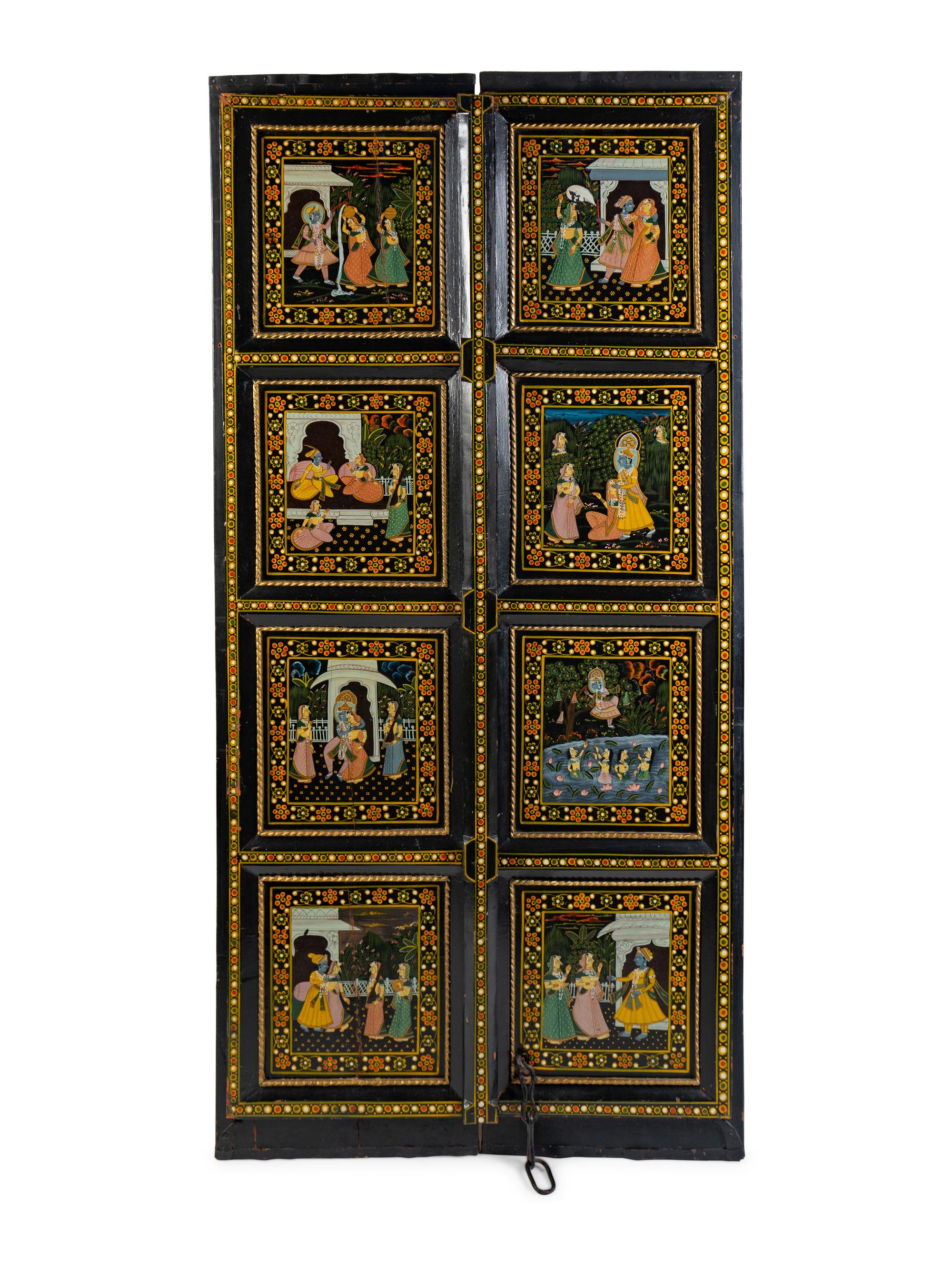 A Pair of Indian Painted Doors