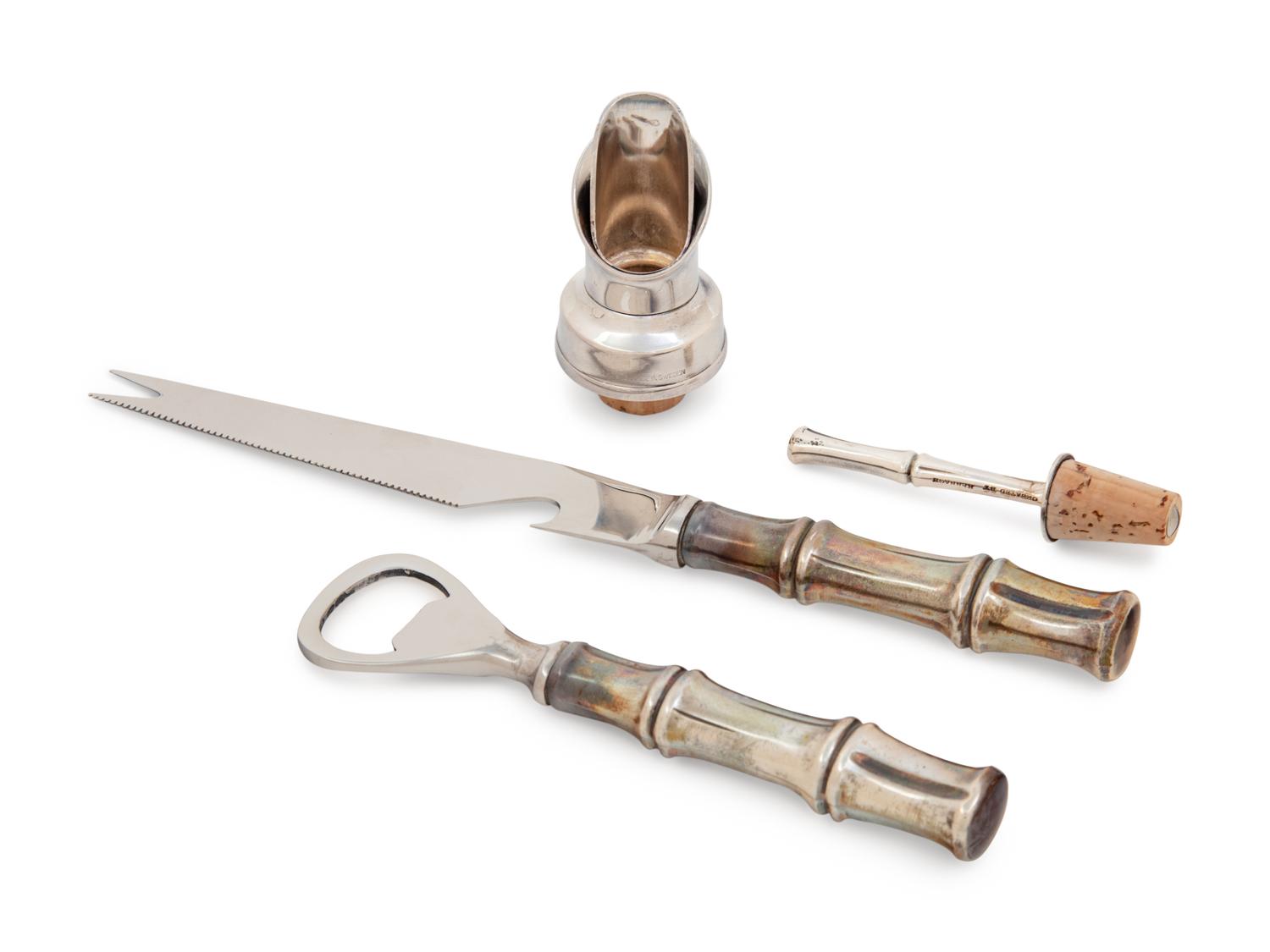 A Group of Three Tiffany & Co. Silver Bamboo Pattern Bar Articles
