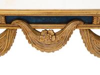 An Italian Neoclassical Style Painted and Parcel Gilt Marble Top Console Table