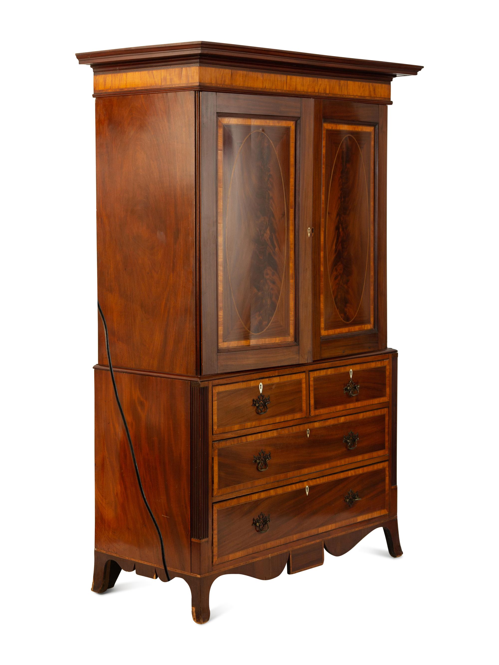 A Federal Style Mahogany Linen Press