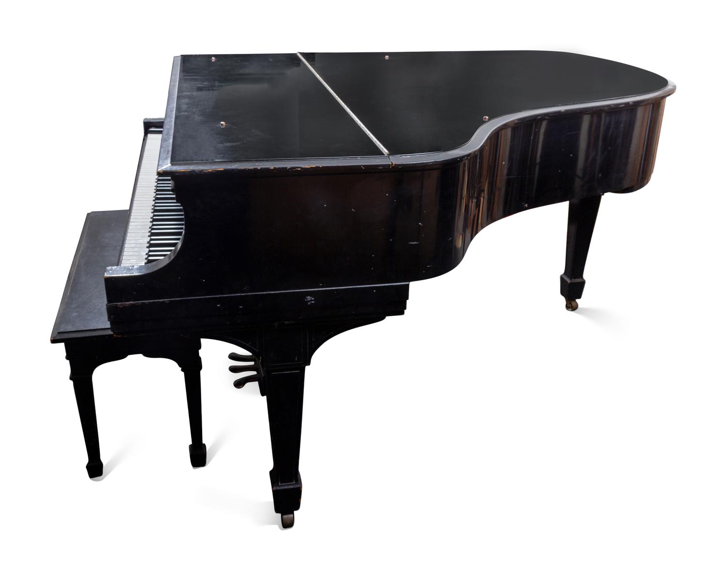 A Steinway and Sons Model L Black Lacquer Baby Grand Piano