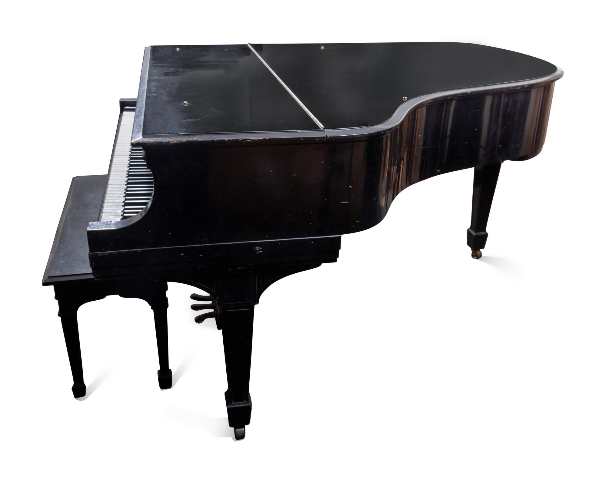 A Steinway and Sons Model L Black Lacquer Baby Grand Piano