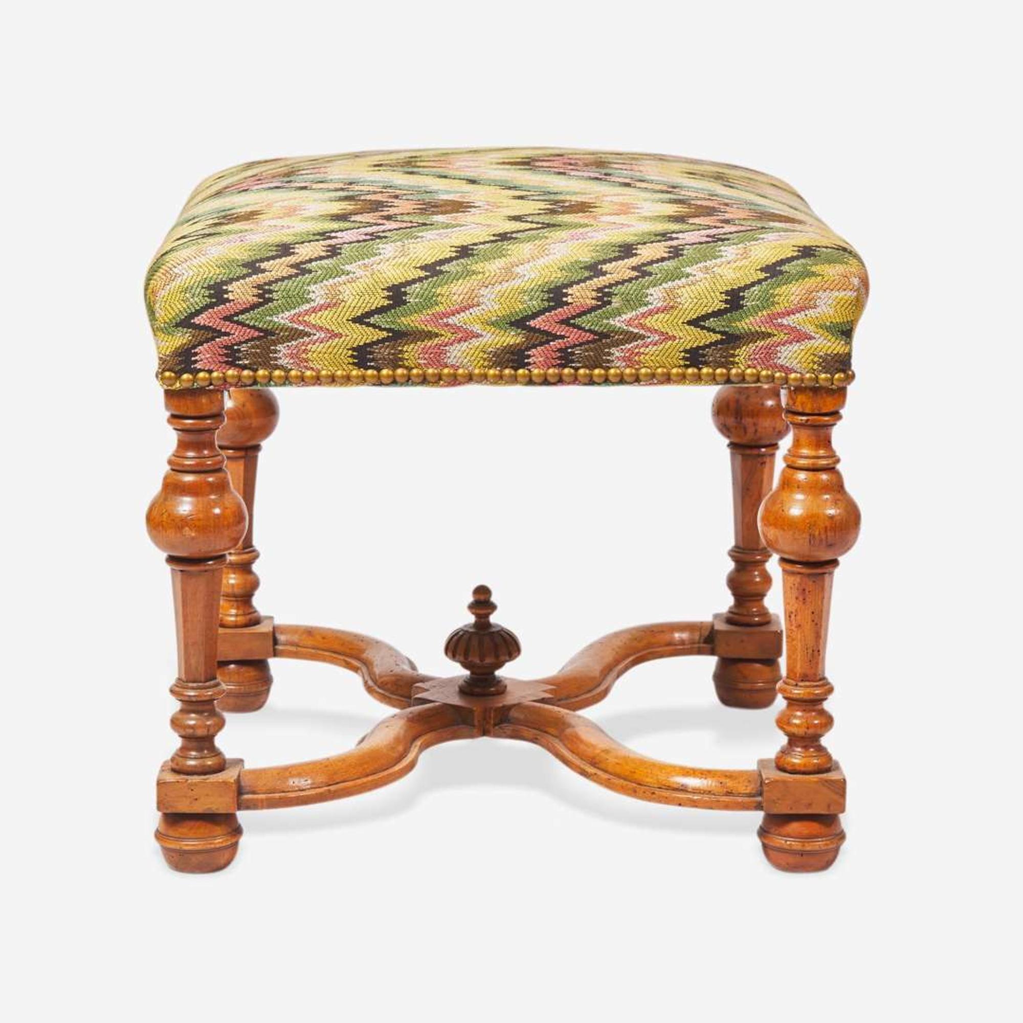 A small Louis XIV carved beech stool early 18th century