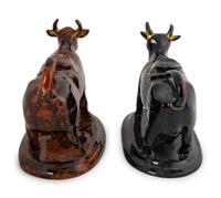 Two Rockingham Glazed Cow-Form Ceramic Creamers — 20TH CENTURY