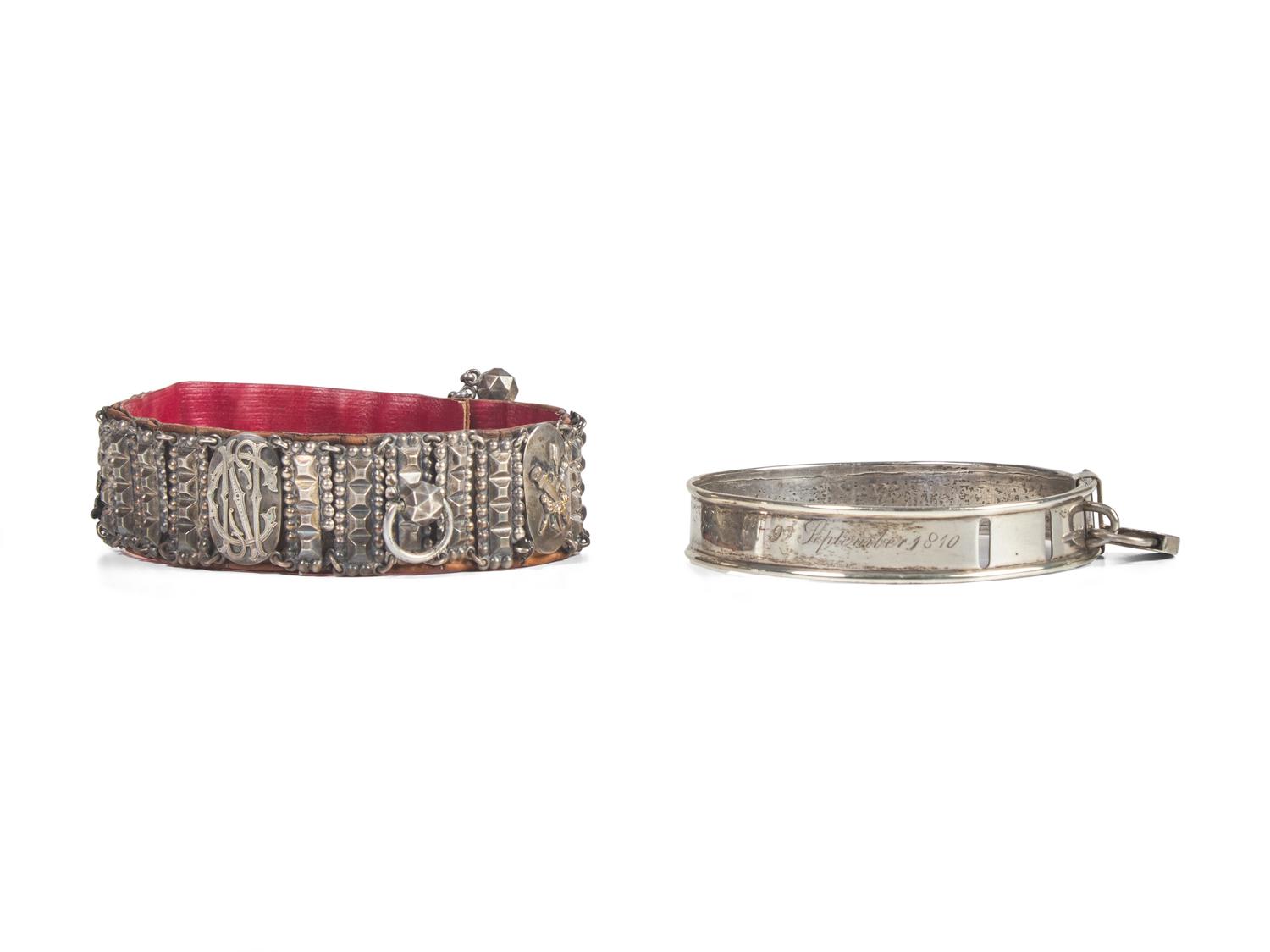 Two Silver and Mixed Metal Dog Collars
