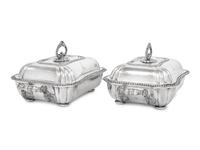 Two English Silver-Plate Covered Entrée Dishes