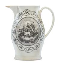 A Liverpool Transfer-Printed Creamware Pitcher with Apollo and Diana