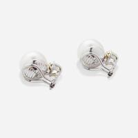 A Pair of 18K South Sea Pearl and Diamond Earrings by Seaman Schepps