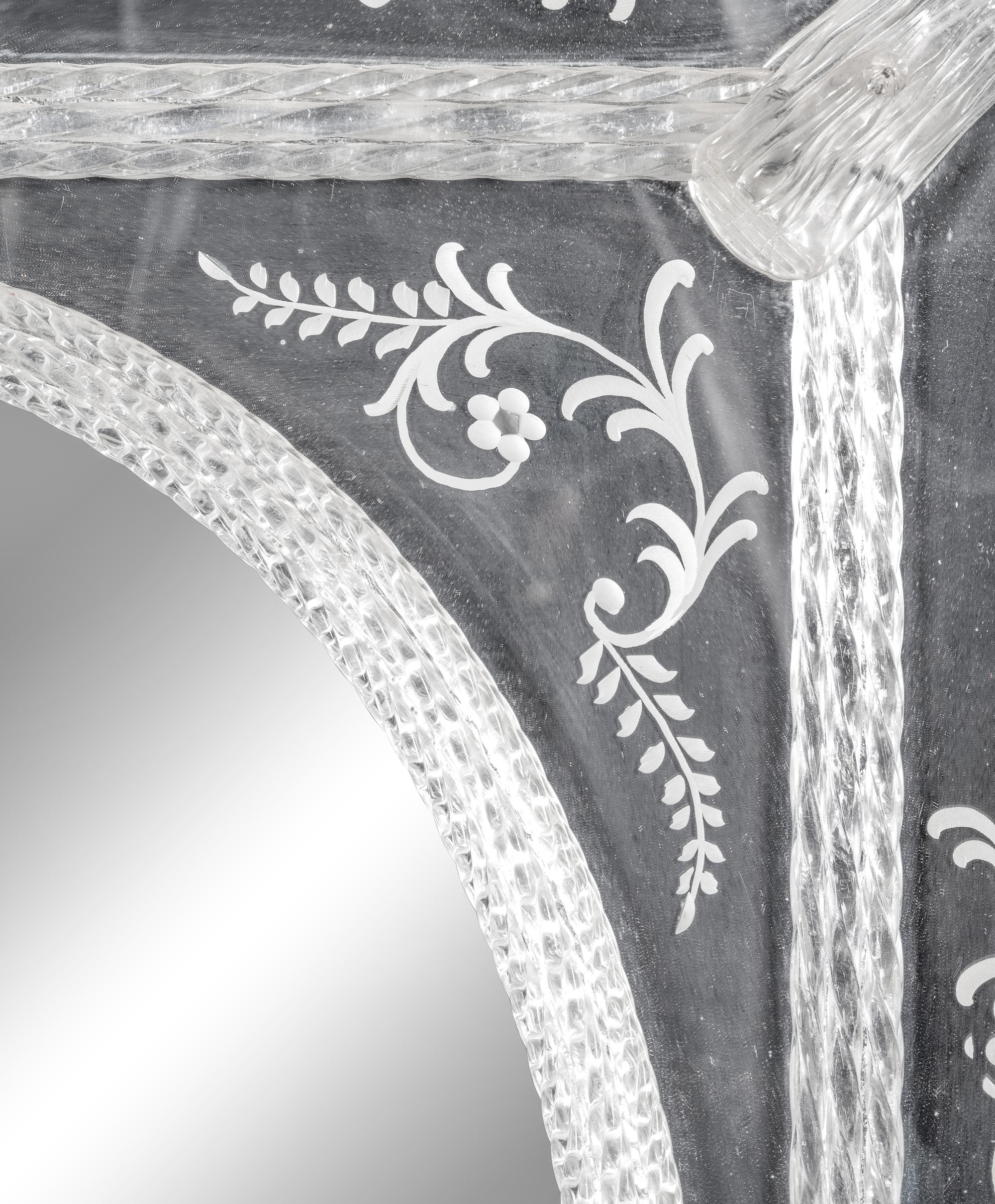 A Venetian Etched Glass Mirror
