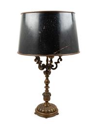 A Continental Bronze Table Lamp