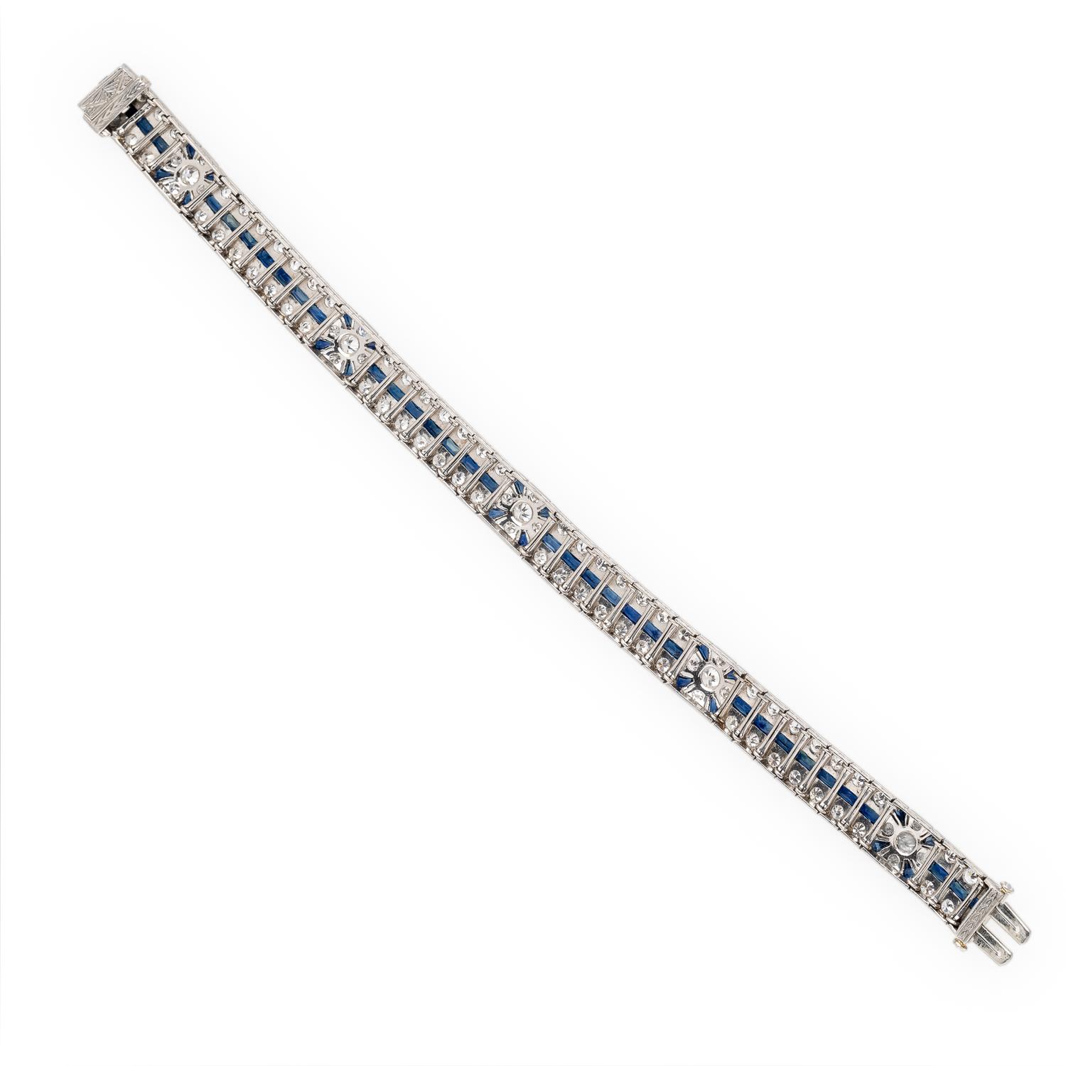 ART DECO, DIAMOND, SAPPHIRE, AND PLATINUM BRACELET