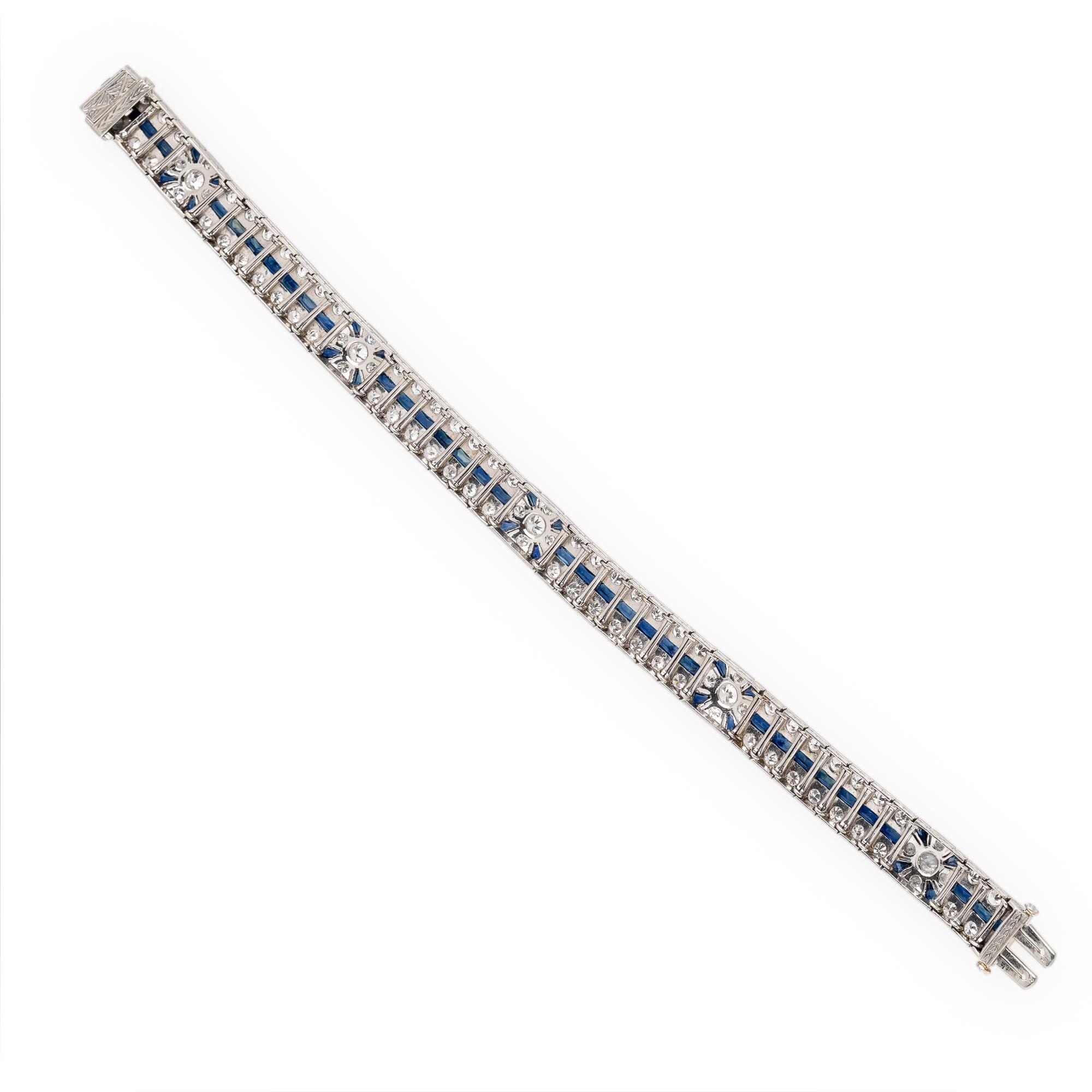 ART DECO, DIAMOND, SAPPHIRE, AND PLATINUM BRACELET