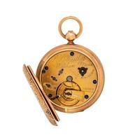 GOLD-FILLED AND ENAMEL HUNTER CASE POCKET WATCH