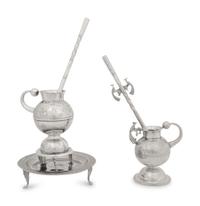 Two Chilean Silver Mate Pots