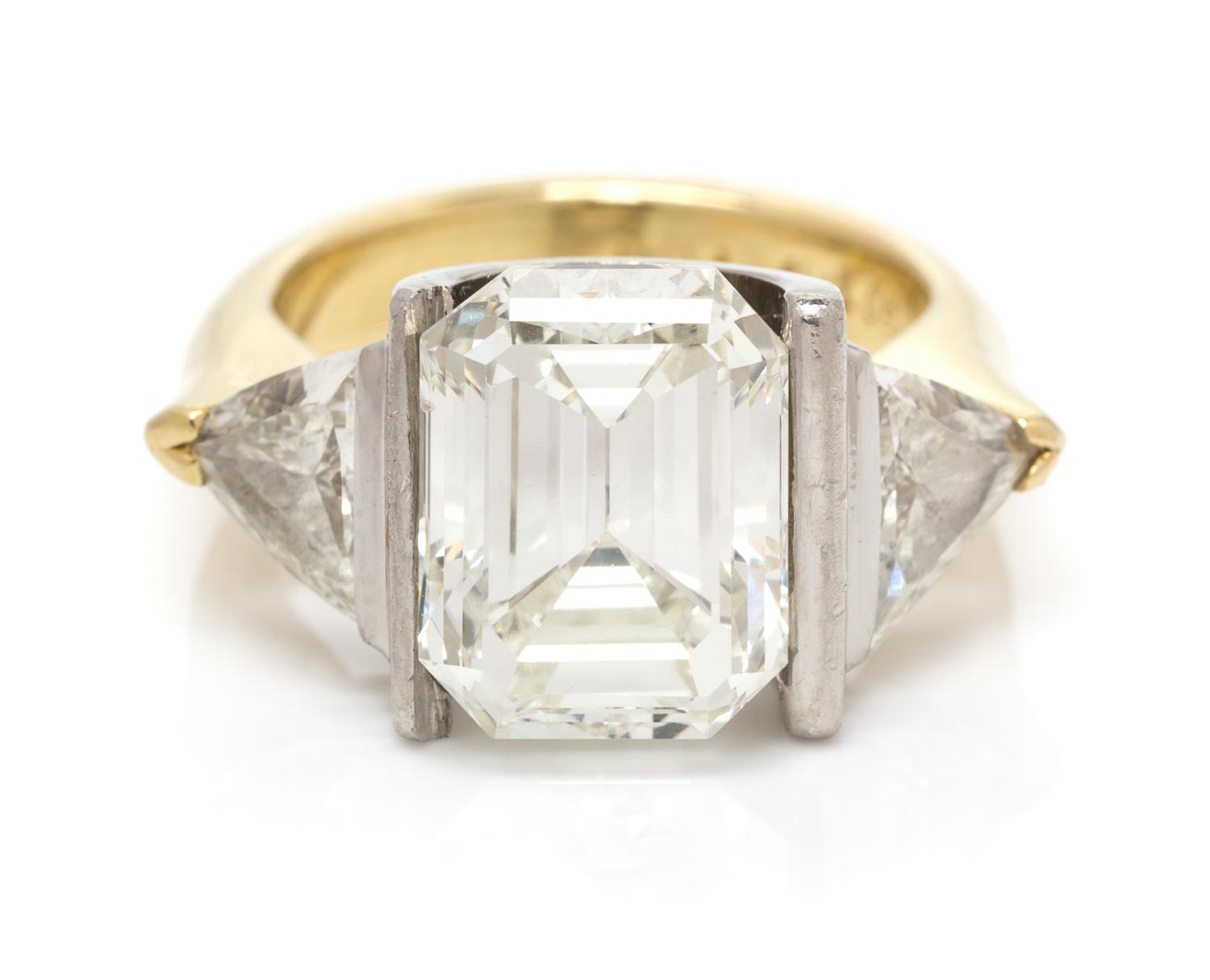 A Platinum, Yellow Gold and Diamond Ring, 7.90 dwts.