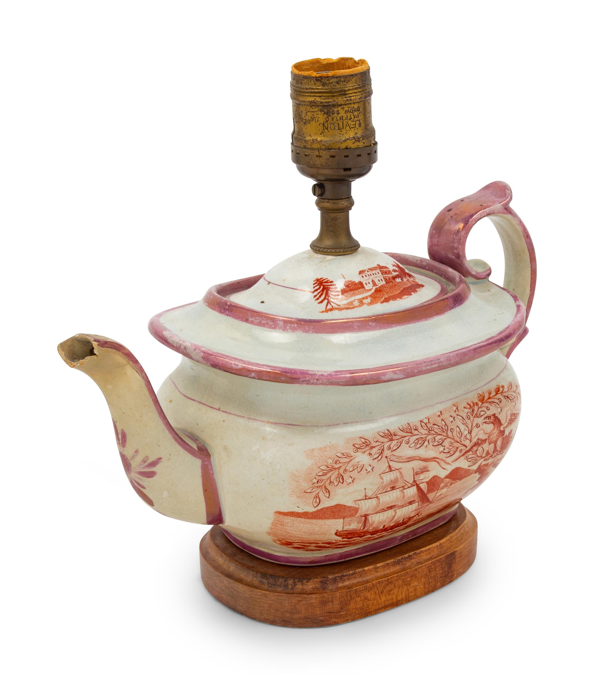 An English Lusterware Decorated Teapot